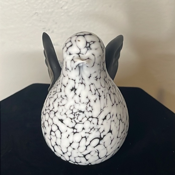 Archimede Seguso Style Black and White Splatter Art Glass Bird Paperweight - Picture 5 of 8